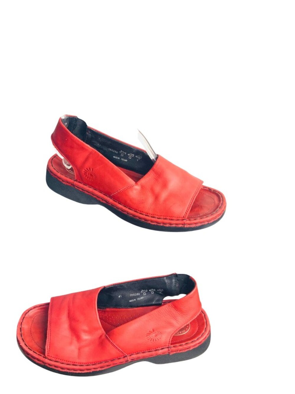 Helix Germany womens Red Leather chunky Comfort Sandals Size 41